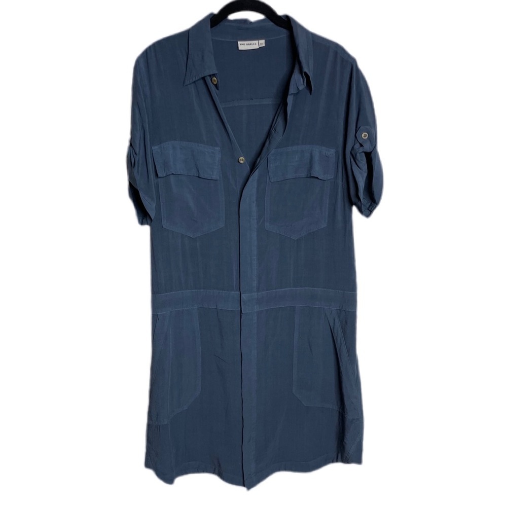 Anthropologie The Odells Cargo Pockets Blue Shirt Dress XS